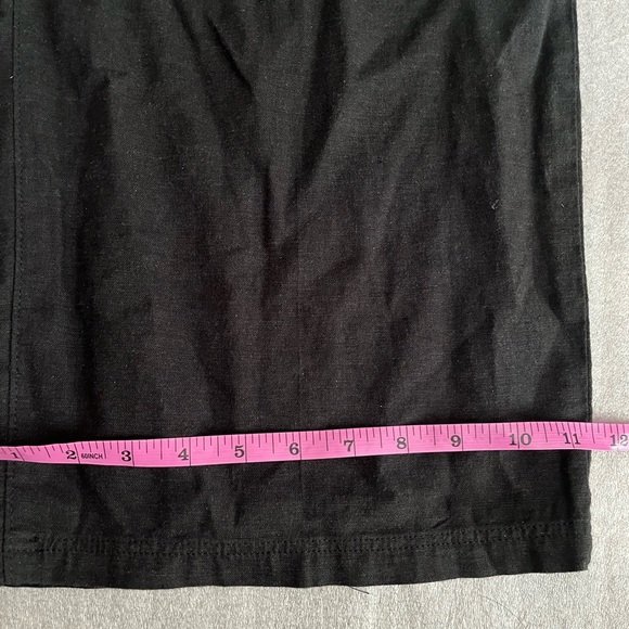[4XL]H&M Women Black Linen Viscose Blend Zipper Button Front Closure Ankle Pants - Picture 2 of 11